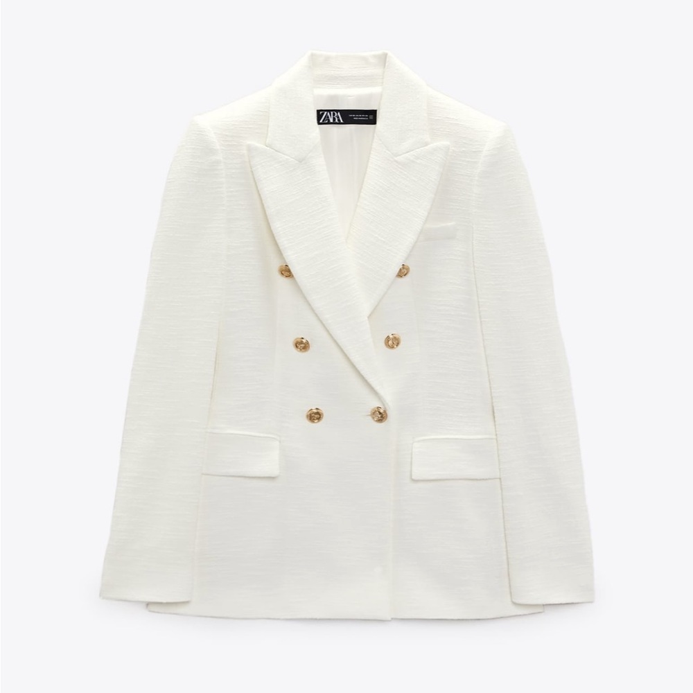 Zara double breasted textured jacket